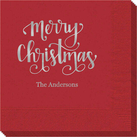 Hand Lettered Merry Christmas Napkins